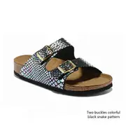 womens Soft Footbed - Leather,Colorful black snake pattern(US 8-8.5)