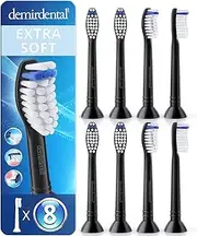 Toothbrush Heads Extra Soft Compatible with Philips Sonicare Toothbrush Heads - Extra Sensitive Replacement Heads for Very Sensitive Teeth - Gentle Brush Heads - Black - Replaces HX6058eb - 8 Pack
