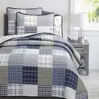 Benjamin Plaid Reversible 100%Cotton Quilt Set, Bedspread, Coverlet