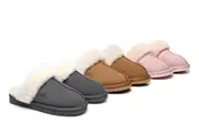 AUSTRALIAN SHEPHERD® UGG Slippers Sheepskin Wool Scuff Muffin - Grey / AU Ladies 4 / AU Men 2 / EU 35