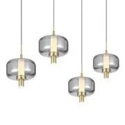 Telbix Lighting Volen 4 Light LED Lantern Style Smoke Glass Black Bar Pendant
