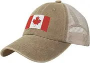 [Generic] Flag of Canada Cowboy Mesh Baseball Cap for Canadians Man Woman Outdoor Adjustable Denim Hat