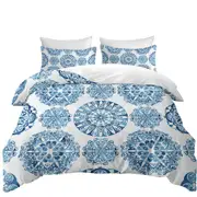 Stunning Blue Turquoise Moroccan Mandalas Quilt Cover
