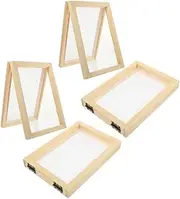 DOITOOL Boys and Girls Paper Making 4pcs Handmade Wooden Art Frames Paper Craft Screen