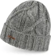 Dakine STEFFI Womens 100% Acrylic Cable Knit Cuffed Beanie Hea. Grey NEW Sample