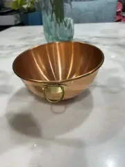 Vintage Copper Mixing Bowl Thick Rolled Edge