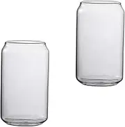 ULTECHNOVO 2pcs Heat Resistant Can Shape Transparent Glass Water Cups Stylish Beverage Drinkware for Milk Tea and More Household Drink Cup
