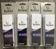 (4) 2-packs U by Kotex Security Tampons Regular Unscented 8 Tampons Plastic Appl