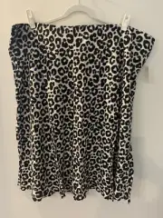 NWT Terra & Sky Elastic Waist Skirt Plus Sz 4X Leopard Print Midi Length NEW
