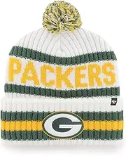 47 NFL Green Bay Packers Unisex Cuff Knit Bobble Hat, White, White, One size