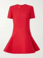 [Valentino Garavani] Valentino Garavani - Draped Wool And Silk-blend Mini Dress - Red - IT38 IT 38 Red
