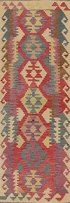 Flat weave Reversible Kilim Narrow Runner Rug 2' 9" x 9' 9" Southwestern Carpet