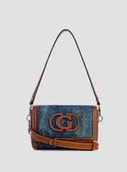 GUESS Women's Denim Caramel Sebina Shoulder Bag in Blue