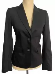 SABA Women’s Black Wool Blend Fitted Suit Blazer Work Business Size 6 RRP $349
