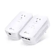 TP Link Kit Av1300 3 Port Gigabit Passthrough Powerline Starter Kit