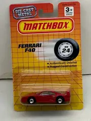 1992 MATCHBOX SUPERFAST RED MB-24 FERRARI F40 NEW ON CARD #2