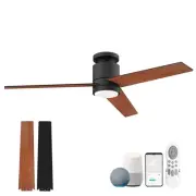 52” Smart Flush Mount Ceiling Fans with Lights Remote,Quiet DC Motor,Outdoor ...