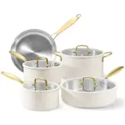 Tri-Ply Stainless Steel Cookware Set, 9 Pcs Stainless Steel Pots and Pans Set...