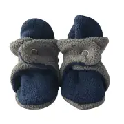 Soft Plush Navy & Grey Fleece Infant Soft Baby Cotton Booties. Ships from WA