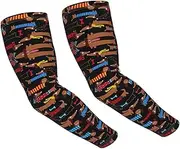 [HOPWODE] I Love My Dog Dachshunds Adult Ice Silk Arm Sleeves White Arm Sleeves Thumbhole Cooling Sleeves Outdoor Supplies, Black