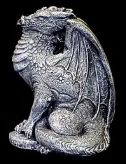 11" Dragon Statue Mythical Sculpture Pewter Color