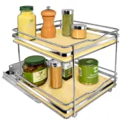Elite Pull Out Spice Rack Organizer for Cabinet,10-1/4 In. Wide, Double, Wood-Ch