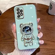 Quicksand Astronaut Phone Case for Samsung A52S A33 A32 A22 A12 A03S for Samsung A71 A53 A23 A13 A72 Inflatable Bear Stand Cover,Green,for A13 5G