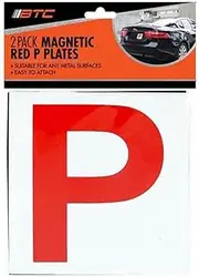 BTC QLD-SA Magnetic P-Plates 2-Pieces, Red