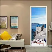 Door Stickers 3D Landscape Door Sticker for Living Room Corridor Bedroom Home Decor Decal DIY Self-Adhesive Wallpaper(A,90x200cm)