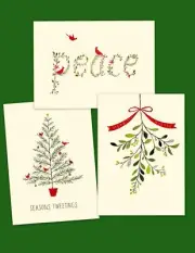 SIMPLE ILLUSTRATED ASSORTMENT OF CHRISTMAS CARD by FRINGE (4) SETS - (3) DESIGNS