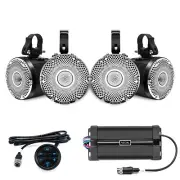 Recoil R4-Q Complete Marine 400 Watts Quad Speakers Audio System