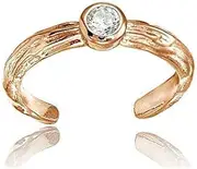 [Hoops & Loops] Sterling Silver Cubic Zirconia Bezel-Set Hammered Toe Ring