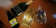 Fier flat bottles collection of 4 Artist made
