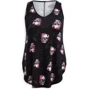 Torrid 5 (5X,28) Skull & Feathers Floral Tattoo Favorite Tunic Soft Tank Top