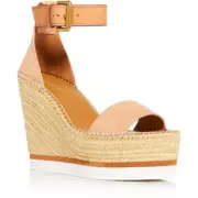 See by Chloe Womens Glyn Suede Ankle Strap Wedge Sandals Platforms BHFO 6869