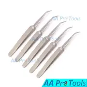 5 Cross Lock Tweezers Angled Short Pointed Self Closing Reverse Action Forceps