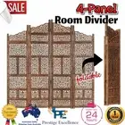 4 Panel Wooden Room Divider Screen Foldable Privacy Stand Wood Folding Partition