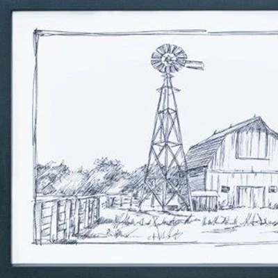 Set of Two Black And White Framed Art