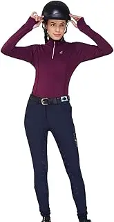 [Preto] Base Layer 1/4 Zip Long Sleeve Athletic Thermal Tshirts Ladies Women's Horse Rider Baselayer Top Girls - Equestrian Apparel & Gear for Horseback Riding(Berry/Sorbet)