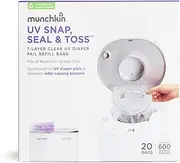 Munchkin® UV Snap, Seal & Toss Diaper Pail Refill Bags, Holds 600 Diapers, 20 Count