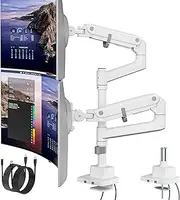monTEK Dual Monitor Arm for 17-57 inch Ultrawide Heavy Duty Curved Monitor with USB White