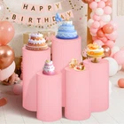 3/5x Metal Wedding Plinths Cylinder Pedestal Stand Ripple Cake Dessert Display