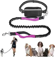 Upliftjoys Dog Leash,Upliftjoys Hands Free Dog Leash with Zipper Pouch,Retractable Adjustable Bungee Waist, for Outdoor and Daily Walks, Reflective Design,Pink