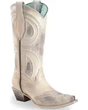 CORRAL Women's Laser Cut Wedding Boot Snip Toe - C3138