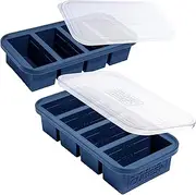 Souper Cubes 1 Cup Silicone Freezer Tray with Lid - Easy Meal Prep Container and Kitchen Storage Solution - Silicone Molds for Soup and Food Storage - Blueberry - 2-Pack
