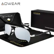 AOWEAR Brand Designer Polarized Sunglasses Men Aviation Coating Mirror Sun Glasses for Man Women oculos gafas lentes de sol Silver