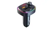 Car Bluetooth 5.3 FM Transmitter, Dual USB QC3.0/1A, PD Type C, Ambient Lighting
