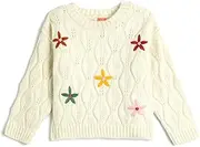 [Koton] Babygirls Knit Sweater Flower Embroidered Crew Neck Pullover
