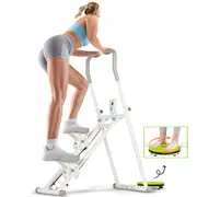 Advwin Stair Stepper for Home Exercise, Compact Vertical Climber Exercise Machine, Folding Stair Climber w/Adjustable Pedal Tilt/Handlebar & LCD Display & Twisting Waist Disc, 120kg Capacity