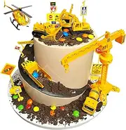 20-pieces mini construction vehicles Cake Decoration Set truck cake toppers construction birthday party supplies 6 PCS Construction Trucks Toys 14 Pieces Road Sign decorations